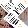 17Pcs Set Manicure Pedicure Set Stainless Steel Nail Clippers Cuticle Callus Remover Facial Grooming Kit w/ PU Leather Case