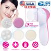 Facial Cleansing Brush Waterproof Face Spin Cleaning Brush with 5 Brush Heads Deep Cleansing Body Facial Brush Set for Gentle Exfoliating Removing Bla