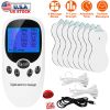 Electric Muscle Stimulator Dual Channels Pulse Massager Pain Relief Therapy Tens Device with Electrode Pads Wires