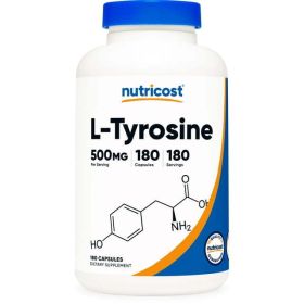 Nutricost L-Tyrosine 500mg, 180 Capsules - Non-GMO & Gluten Free Supplement