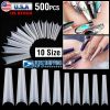 500Pcs False Nail Tips C Curve Half Cover French Nails Extra Long Fake Finger Nails For Nail Art Salons Home DIY 10 Sizes