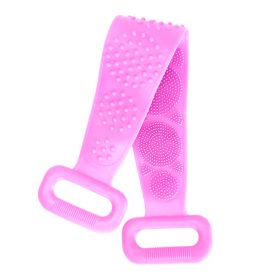 Silicone Back Scrubber Belt For Shower Exfoliating Foaming Body Wash Strap Brush Bristles Massage Dots W/ Adhesive Hook (Option: BathScrubberBeltPurple)