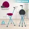 Lightweight Adjustable Folding Cane Seat with Light